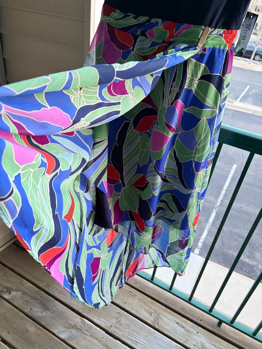 🆕 💚🩷🩵💙SLNY Navy Multi Floral Midi Dress Size 8 Fit & Flare Belted Summer Dress - Picture 12 of 17